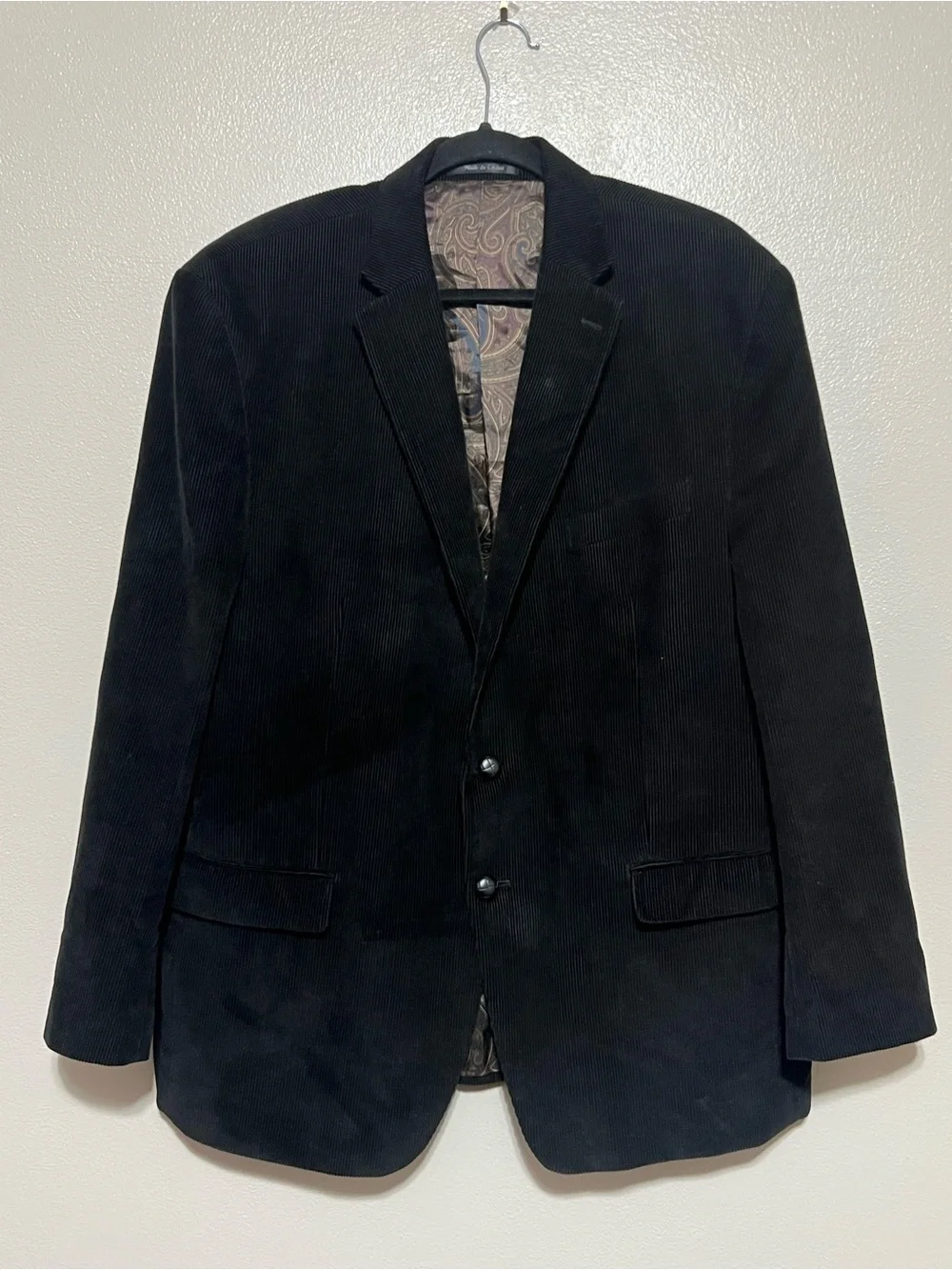Polo Ralph Lauren Vintage Mens Black Corduroy Blazer Jacket Size 48L